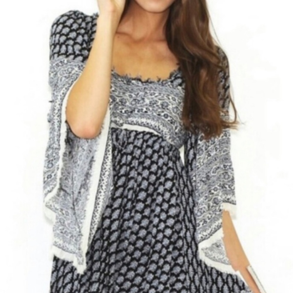 Free People Heart of Gold Dress in Black Combo size small oversized fit.